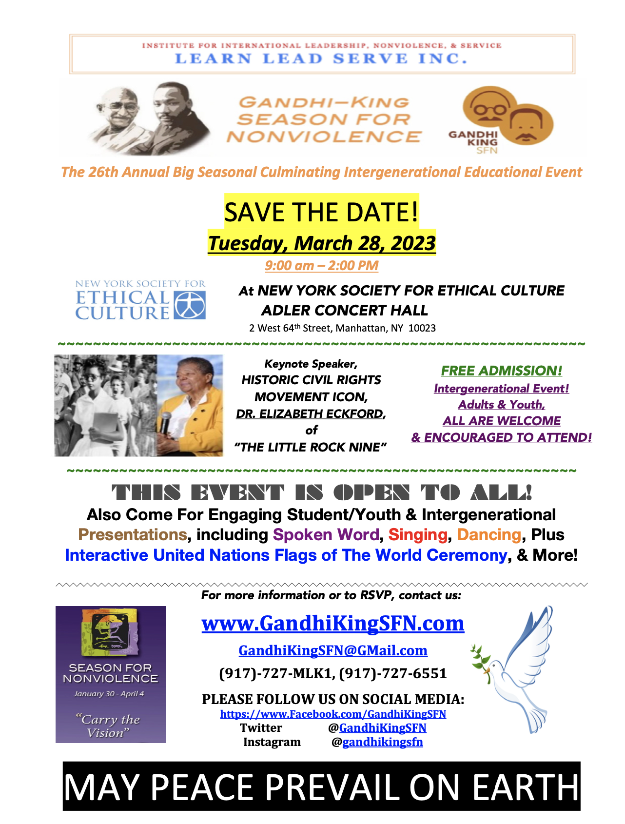 RSVP Now: Gandhi-King Season for Non-Violence March 28 | The New York ...